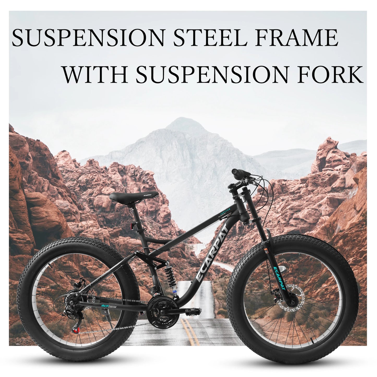 26 inch Mountain Bike, 21 Speeds, Drivetrain with Disc-Brake , 26*4" Fat tire Bike for Men or Women.
