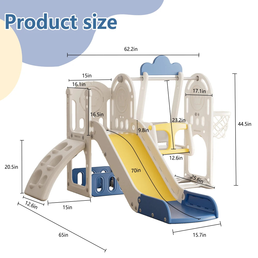 Kids Slide for Toddlers Age 1-4, 11in 1 Baby Slide Outdoor Indoor Playground with Basketball Hoop