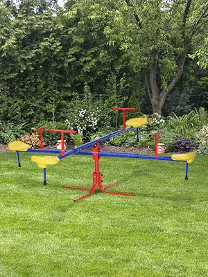 Kids Seesaw Swivel Teeter Totter with 360° Spinning, 4 Seater Seesaw for Outdoor Playground Ages 3-8