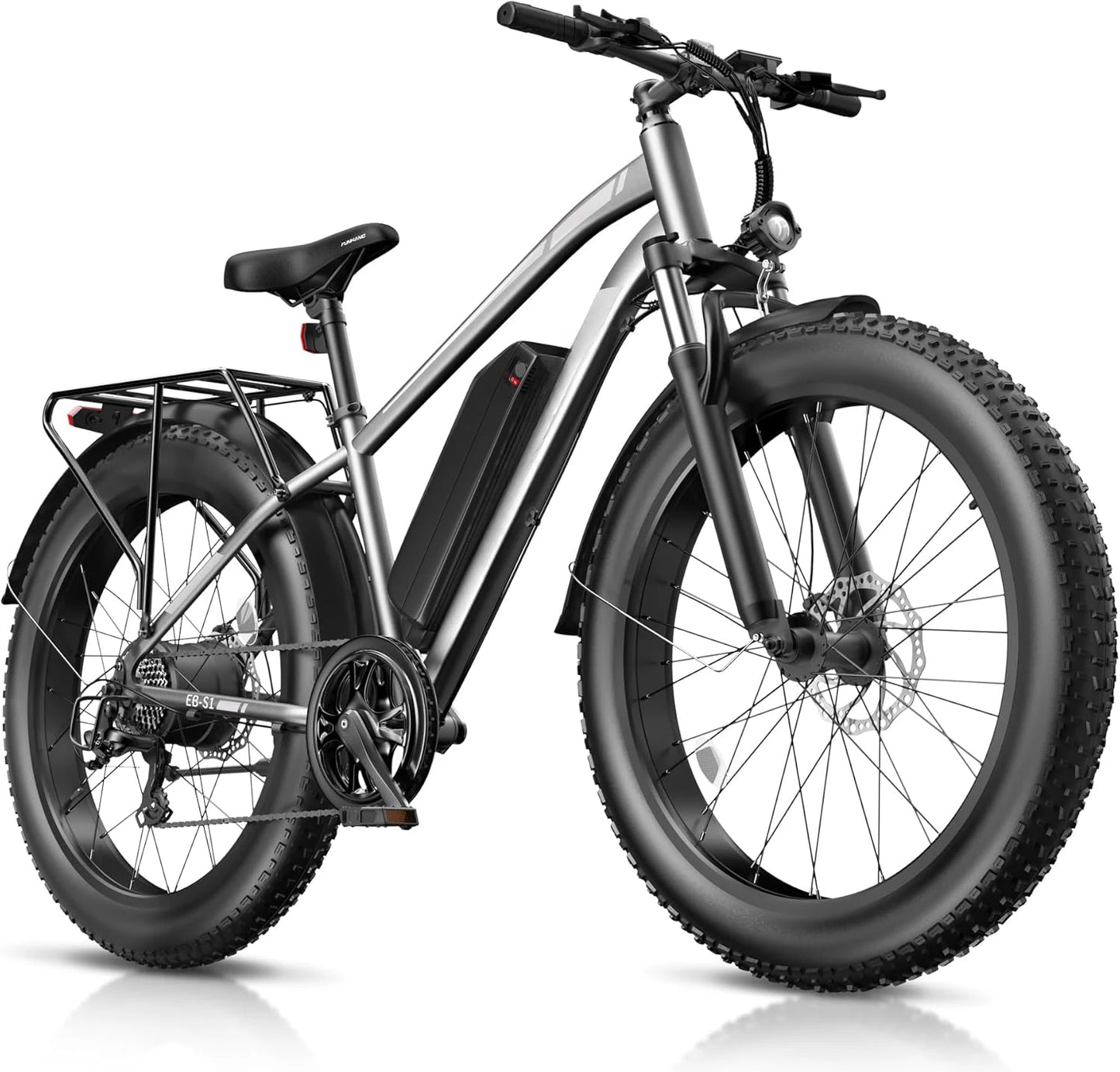 Electric Bike, 1000W Peak E bike, , 26" Fat Tire Electric Bicycle with 48V 13AH Battery, 7 Speed