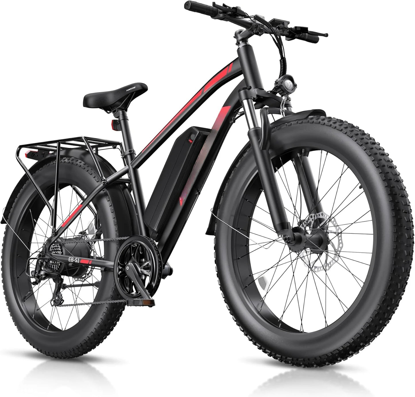 Electric Bike, 1000W Peak E bike, , 26" Fat Tire Electric Bicycle with 48V 13AH Battery, 7 Speed