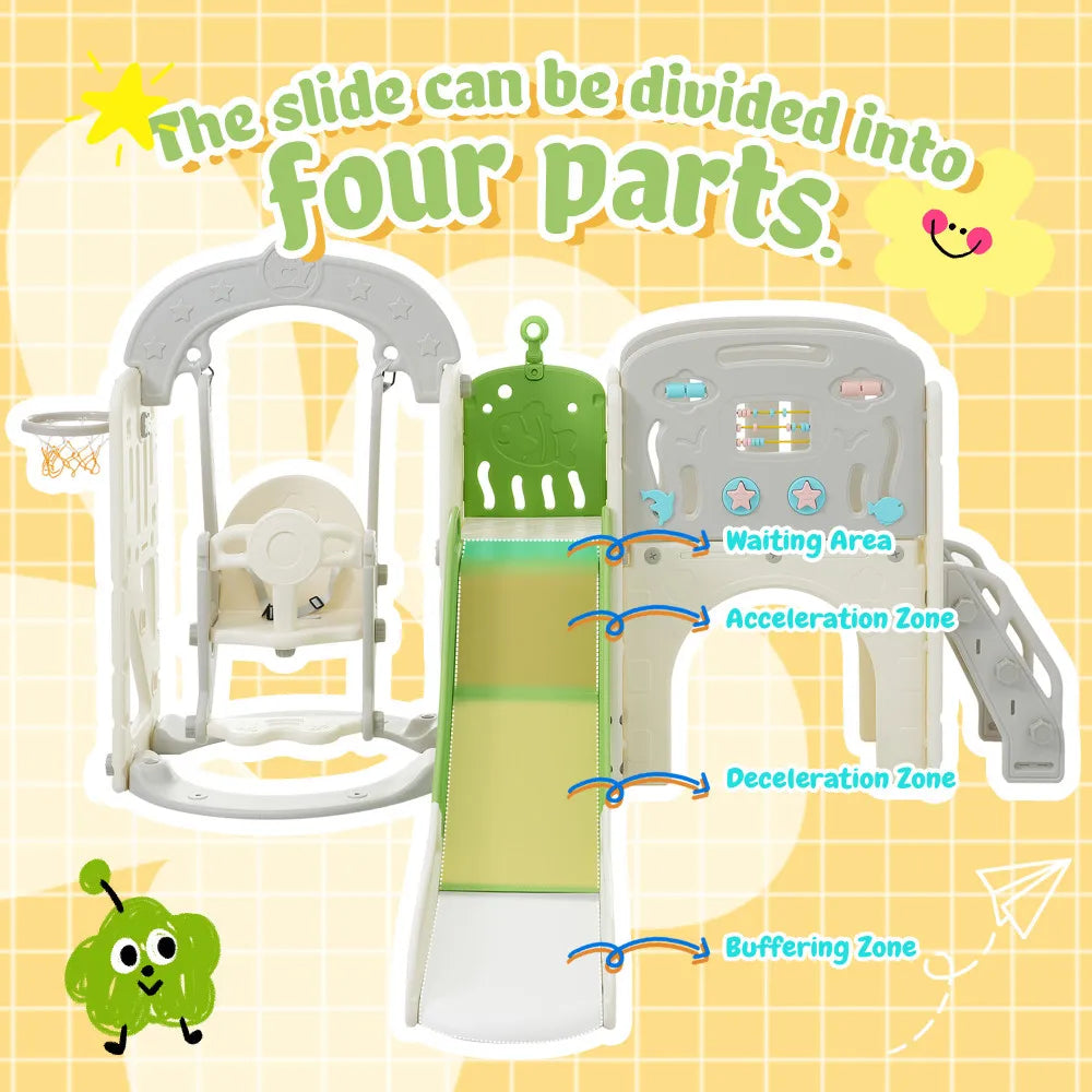 11 in 1 Toddler Slide, for Ages 1-3 with Basketball Hoop, Playset Structure, Arch Tunnel Telescope