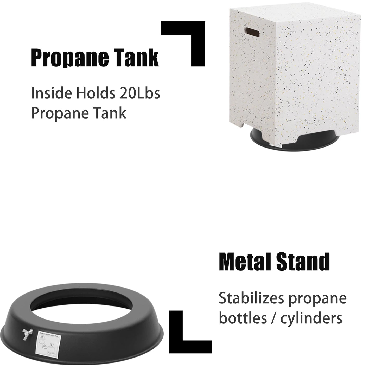 3-Piece Outdoor Propane Fire Table Set, 56-inch x 28-inch Gray (50,000 BTU'S, Wind Glass