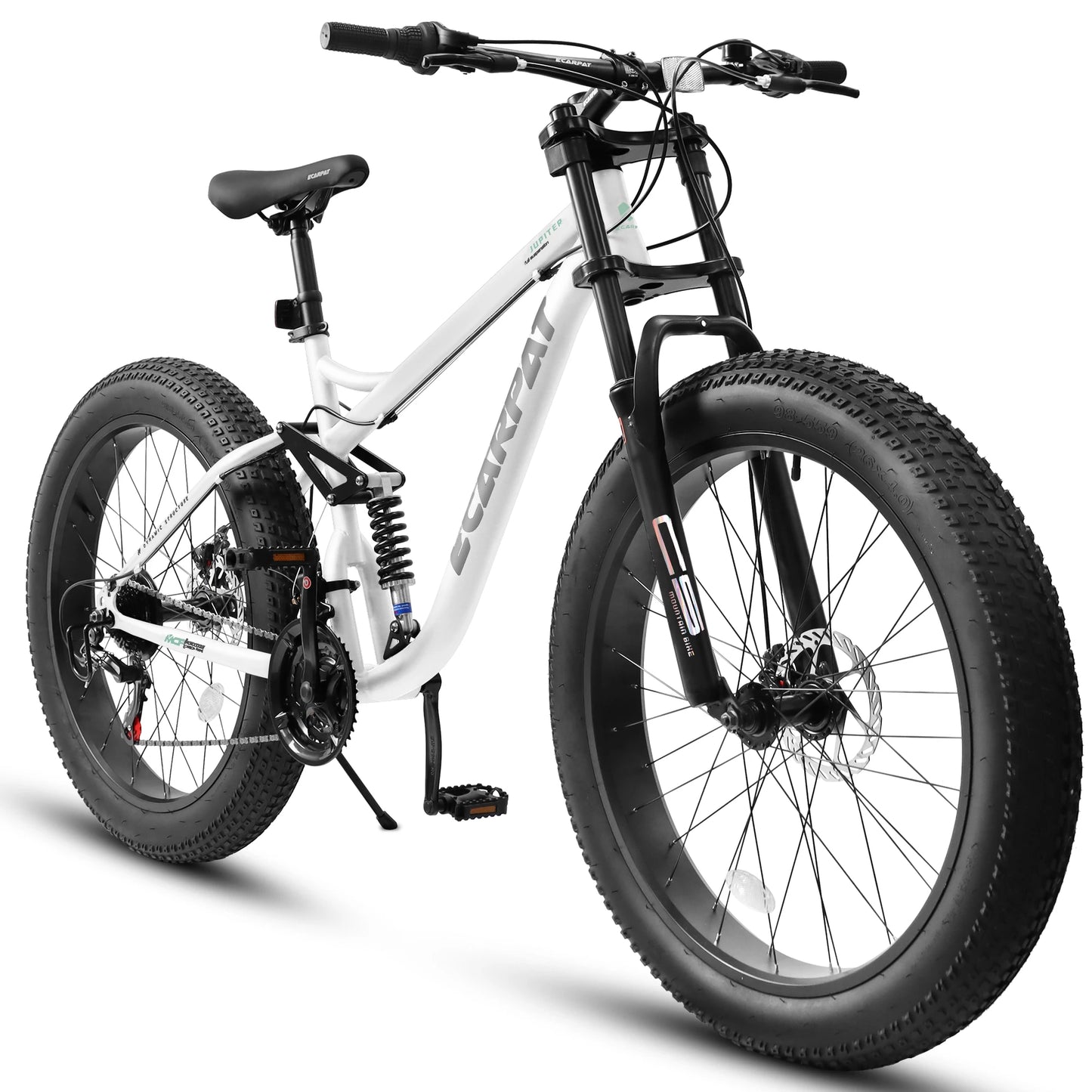 26 inch Mountain Bike, 21 Speeds, Drivetrain with Disc-Brake , 26*4" Fat tire Bike for Men or Women.