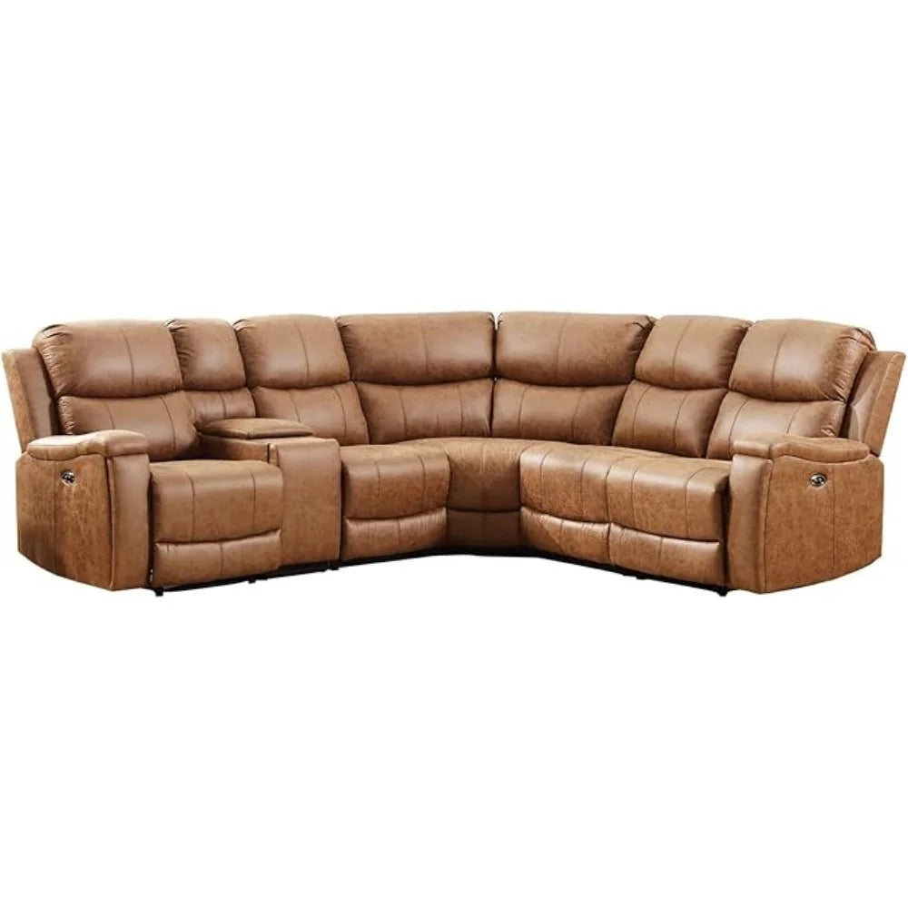 Recliner, Sectional Sofa with Console & Dual Recliner, 6 Seats Recliner Sofa , Sectional Couch
