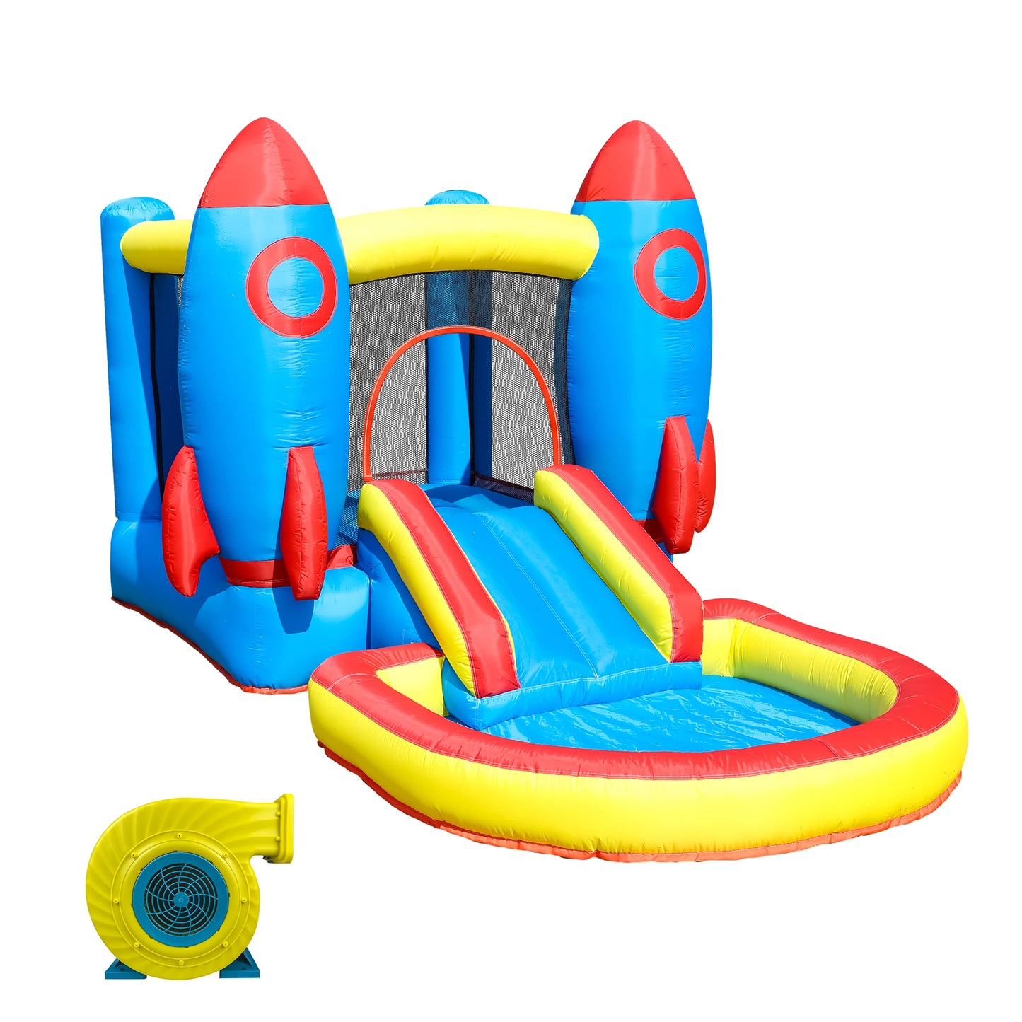Inflatable Rocket Bounce House Castle Ball Pit for Kids Indoor Outdoor w/Blower