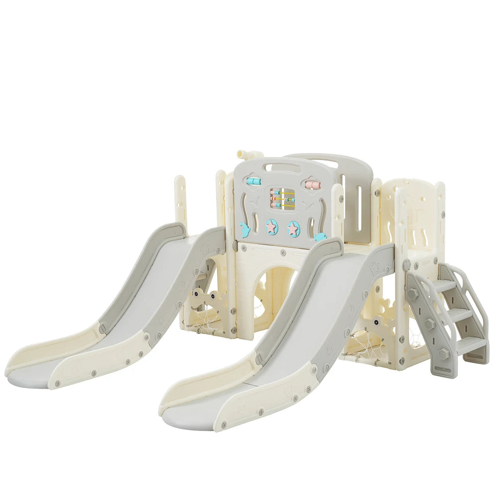11 in 1 Toddler Slide, for Ages 1-3 with Basketball Hoop, Playset Structure, Arch Tunnel Telescope