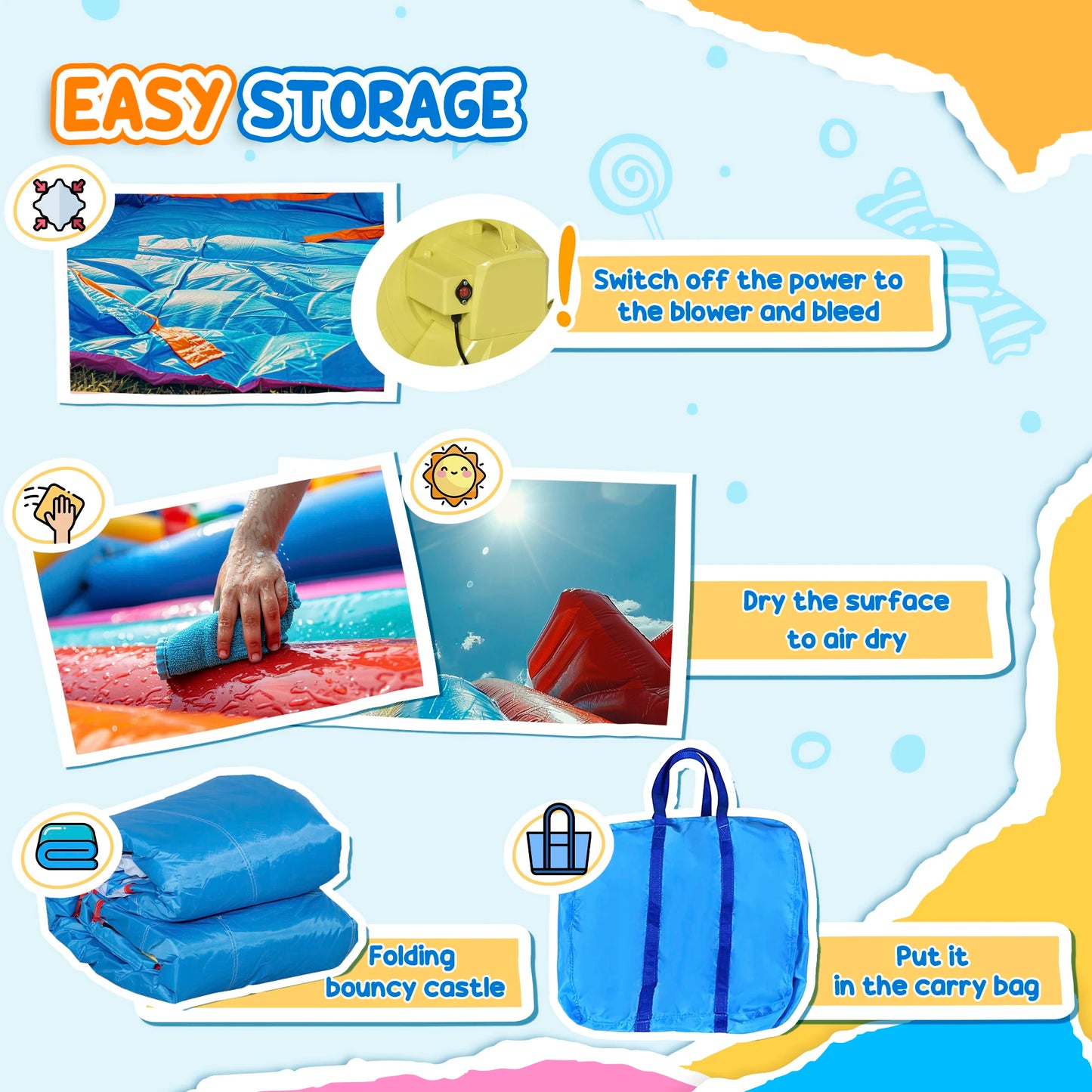 6-in-1 Inflatable Bounce House Outdoors, Inflatable Water Slide for Kids