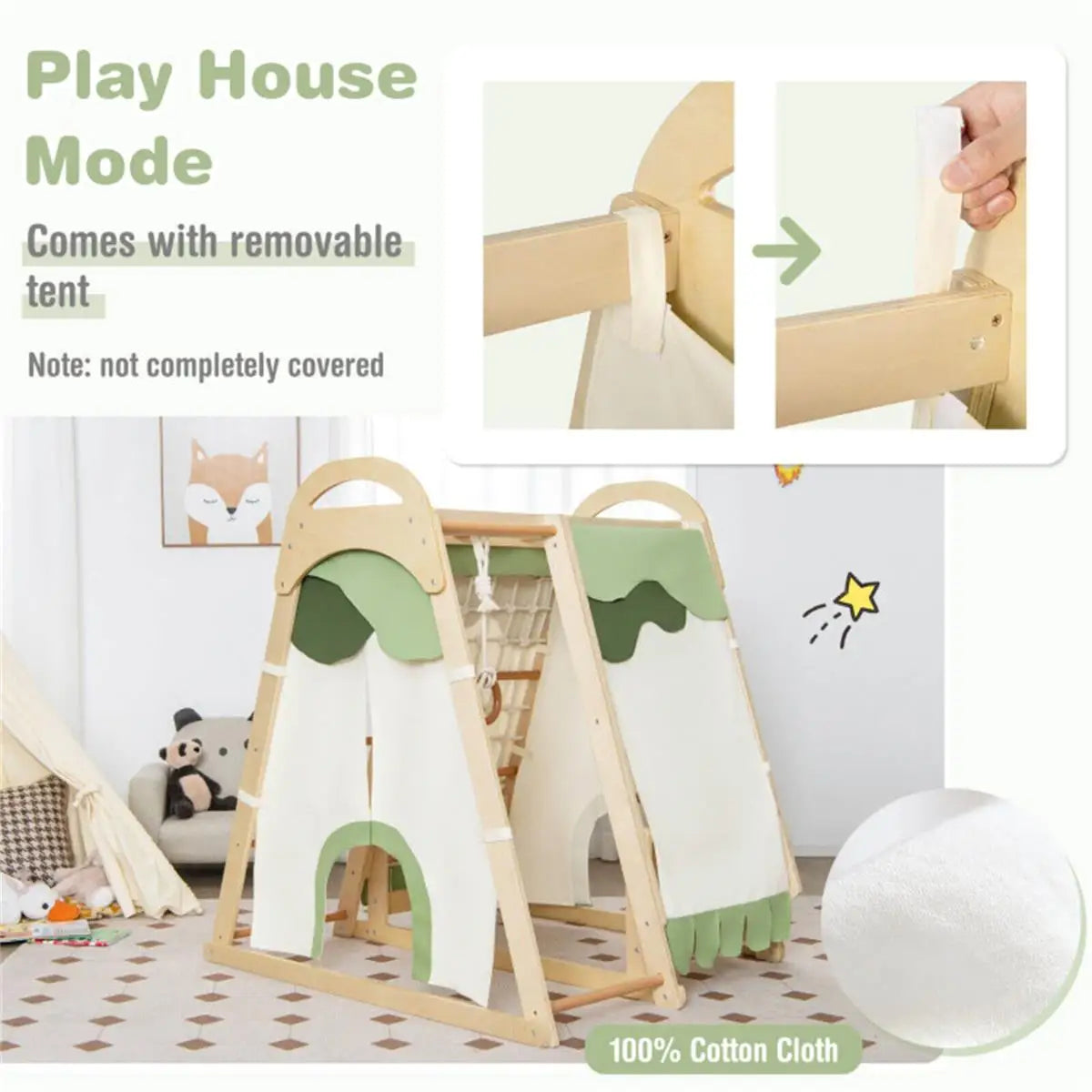 6-in-1 Wooden Jungle Gym Playset- Outdoor Climbing, Swinging & Sliding Fun