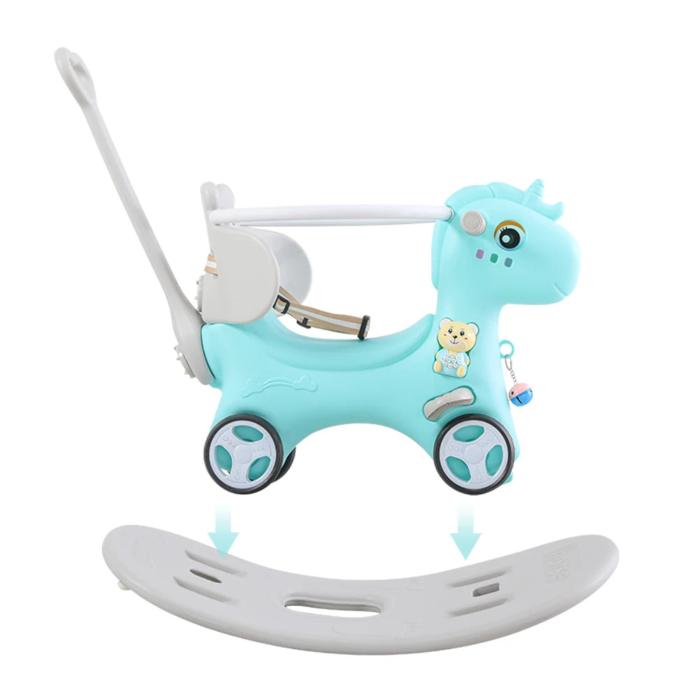Rocking Horse for Toddlers, Balance Bike Ride On Toys with Push Handle, for Baby Girl or Boy