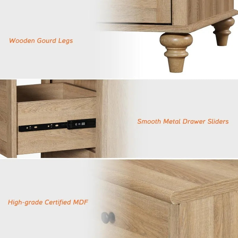 Dresser for Bedroom with 9 Drawers, Oak Kids Dressers with Wide Chest of Drawers