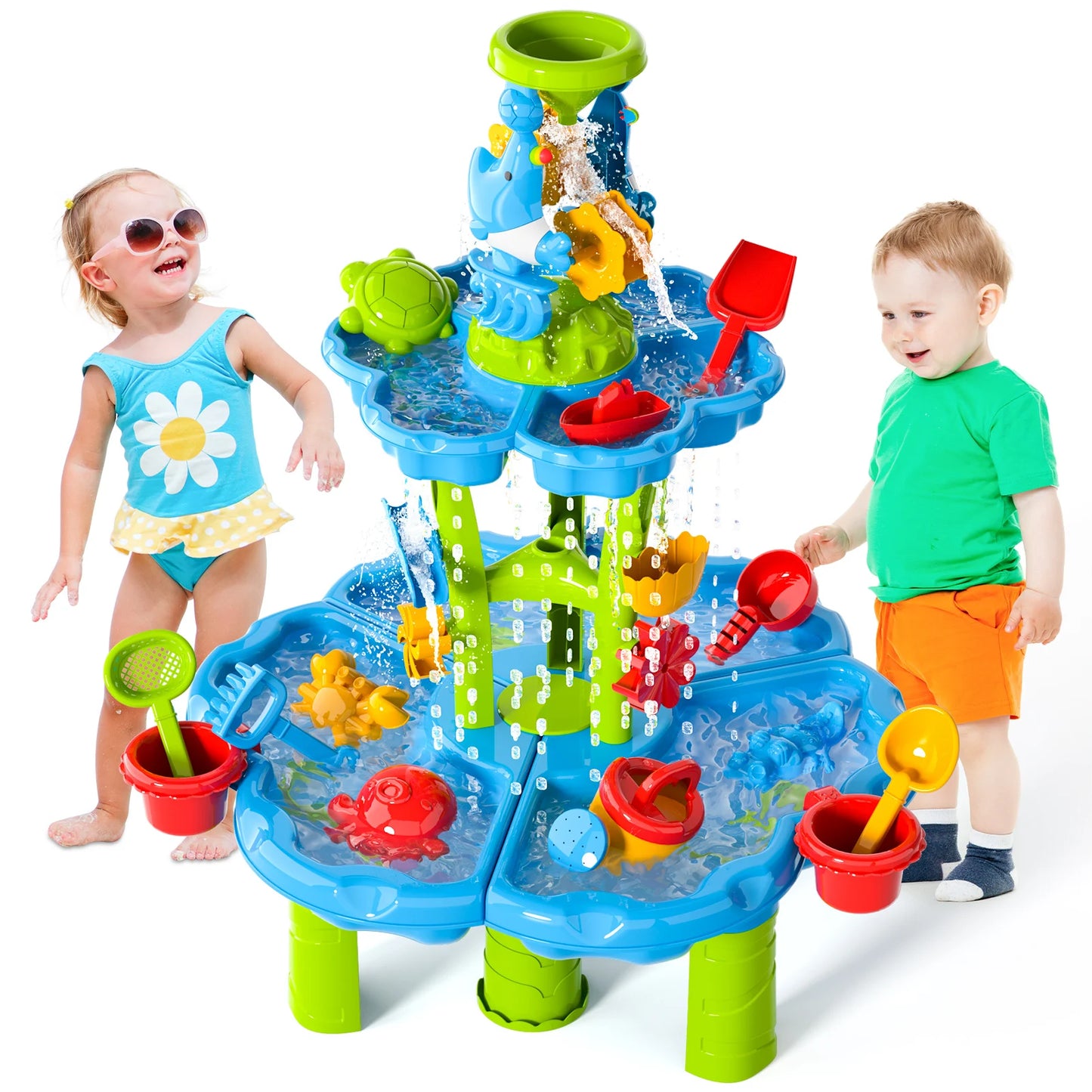 Kids Splash Sand & water table, Splash Tower, Water Table For Kids Beach 4 In1 Table