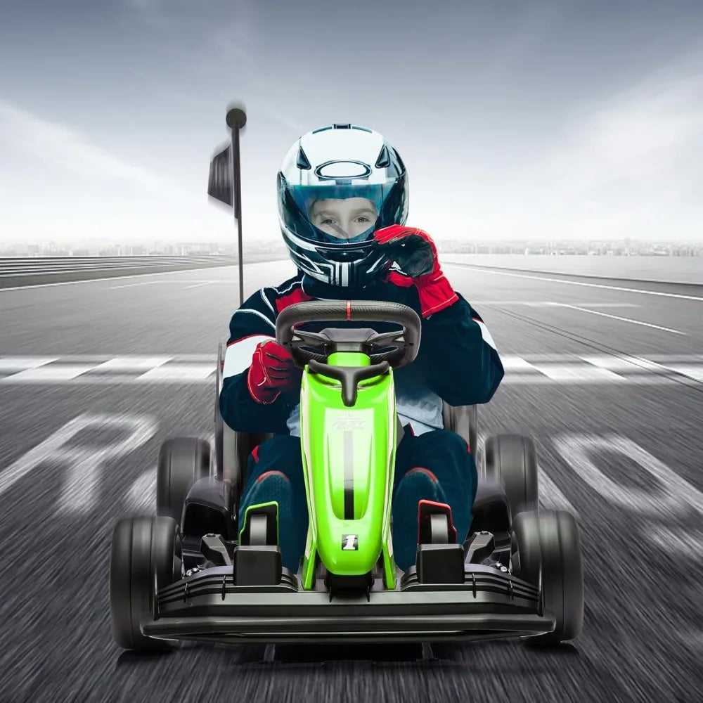 Electric Drift Kart Car, 24V Outdoor Ride on Toy, Crazy Cart for Kids 6+ Years Old
