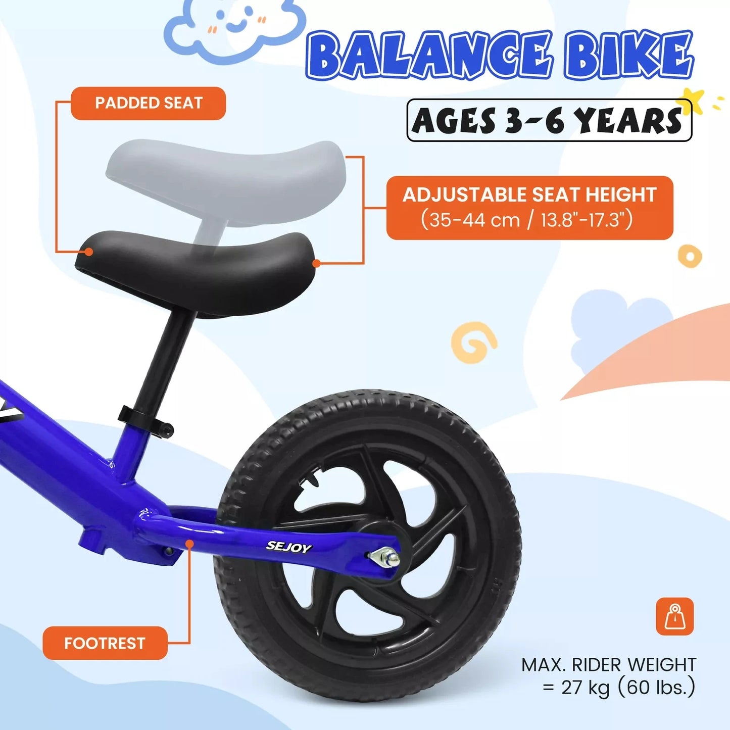 Toddler Kids Balance Bicycle 12" Sport Bike No Pedals 2-6 Years