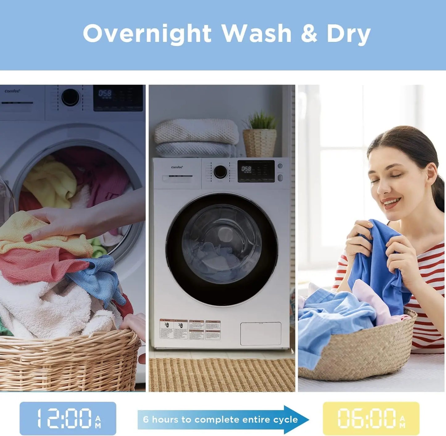 24 "Washer and Dryer Combo 2.7cu.ft 26lbs Washing Machine, Front Load Full-Automatic