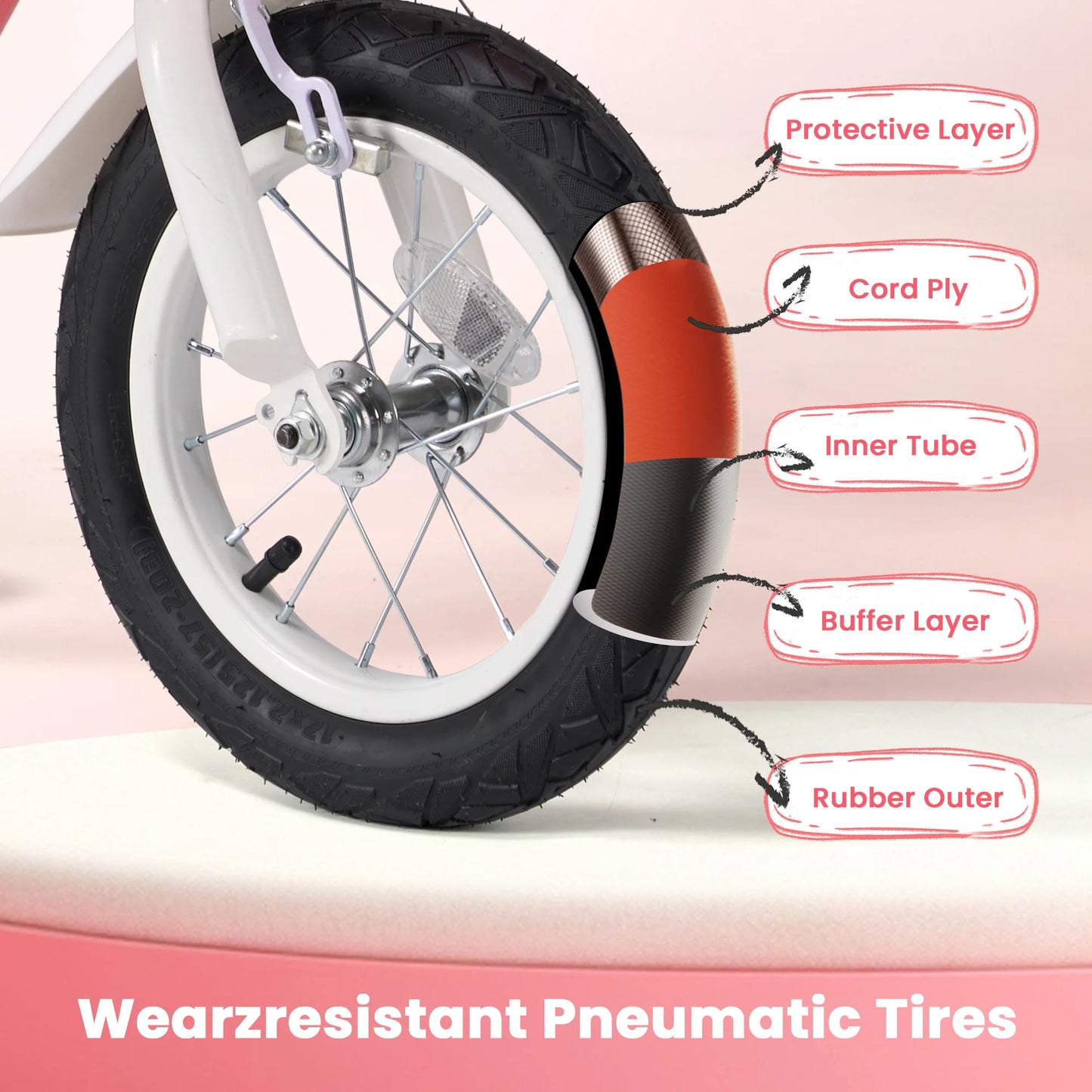 12 Inch Kids Bike for Ages 2-5 Years Old Girls, with Training Wheels, for girls and toddlers