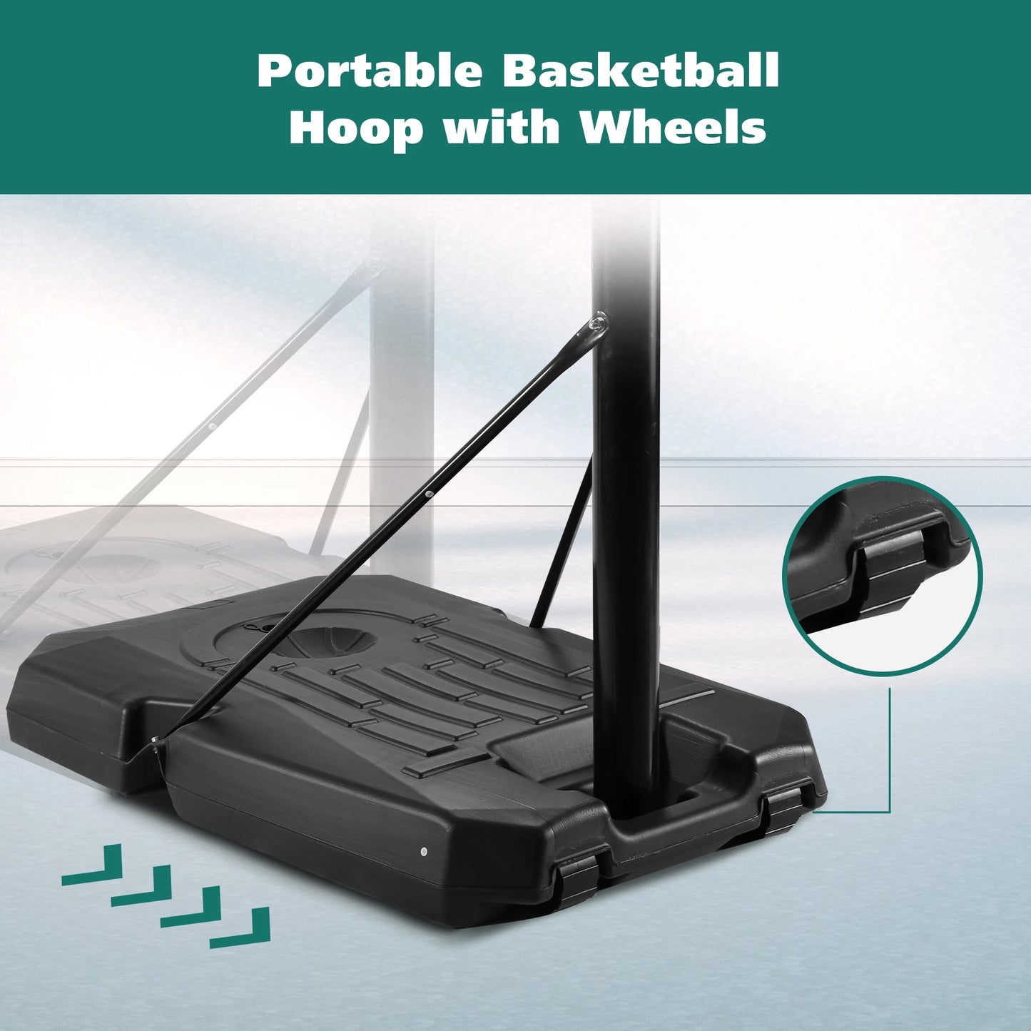 Portable Basketball Hoop 44 inch Goal Height Adjustable 7 ft. 6 in..10 ft.