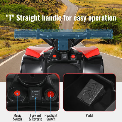 Kids Electric Car, 6V Toddler ATV  Ride-On Toy, for Kids 1-6 Years Old
