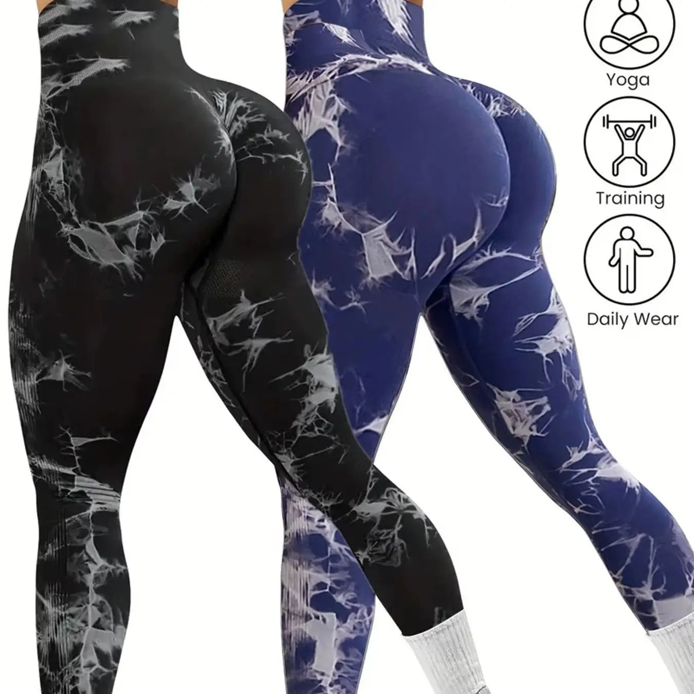 Women's 2pcs Tie-Dye Yoga Leggings - High Stretch, Comfort Fit Athletic Pants.
