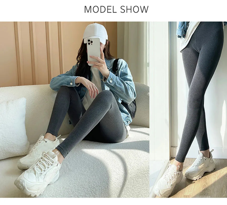 Women's Warm Leggings Soft with Fleece Thermal Pants Gray High Waist Leggings Skinny Thick Velvet Winter Leggings