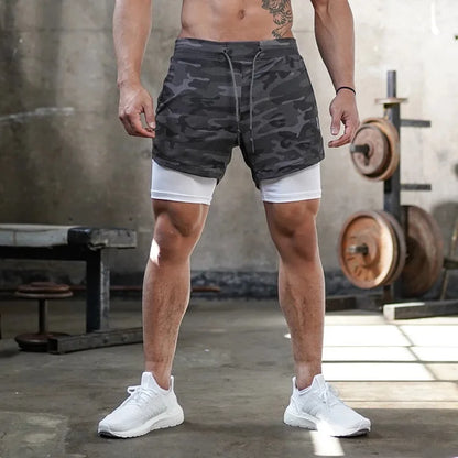 Men's Running Shorts Gym Sports Shorts 2 In 1 Quick Dry Workout Training Gym Fitness Jogging Shorts