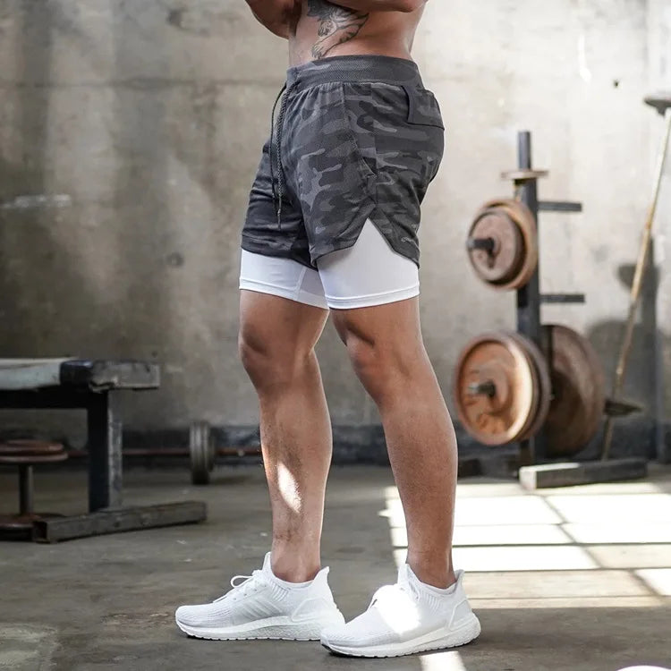 Men's Running Shorts Gym Sports Shorts 2 In 1 Quick Dry Workout Training Gym Fitness Jogging Shorts