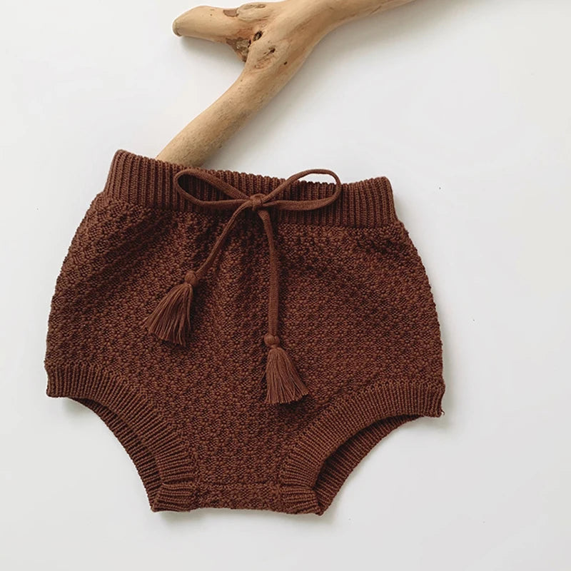 Kids Knitted Shorts Newborn Girls Tassels Shorts Cotton Knitting Design
