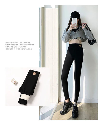 Women's Warm Leggings Soft with Fleece Thermal Pants Gray High Waist Leggings Skinny Thick Velvet Winter Leggings