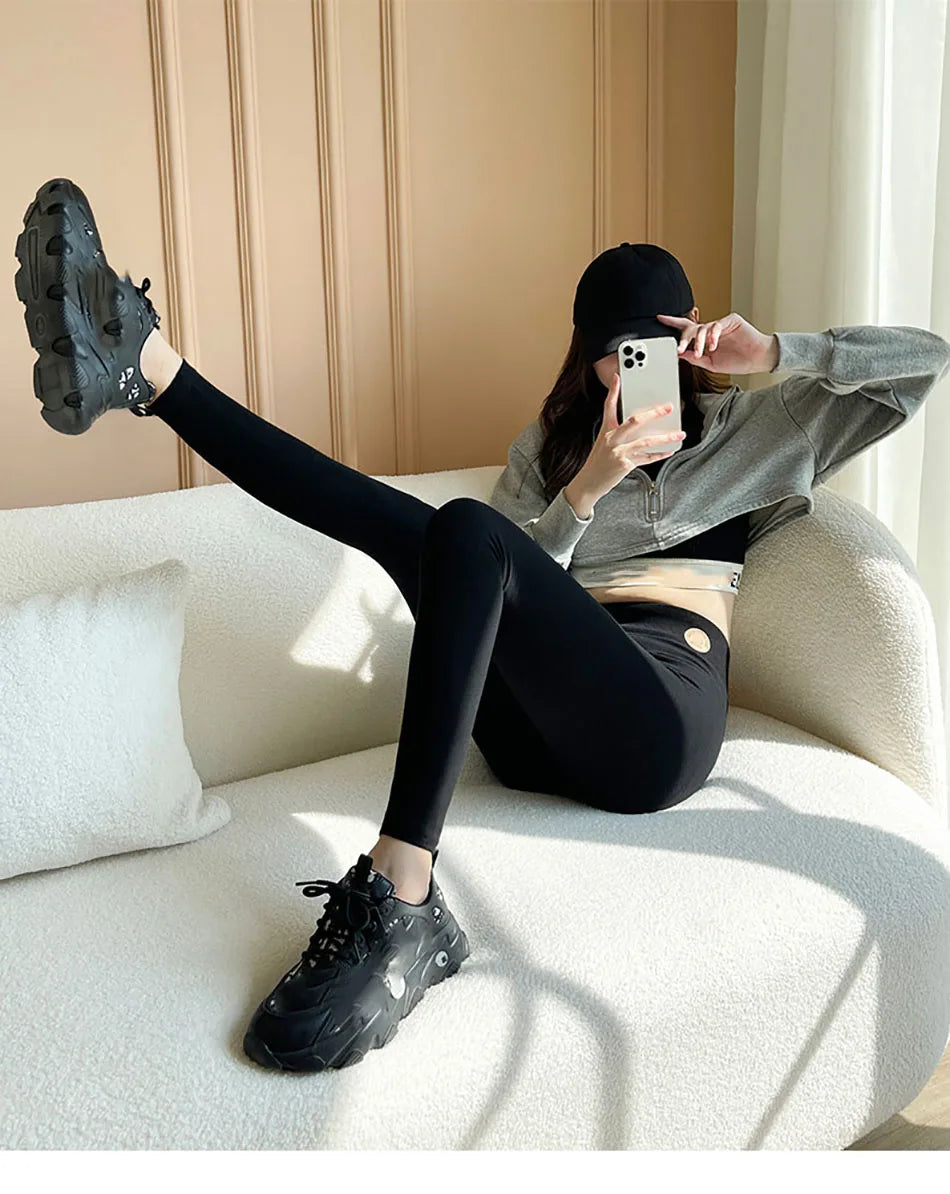 Women's Warm Leggings Soft with Fleece Thermal Pants Gray High Waist Leggings Skinny Thick Velvet Winter Leggings