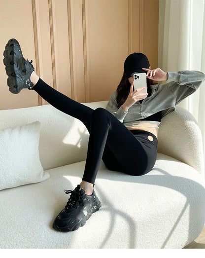 Women's Warm Leggings Soft with Fleece Thermal Pants Gray High Waist Leggings Skinny Thick Velvet Winter Leggings