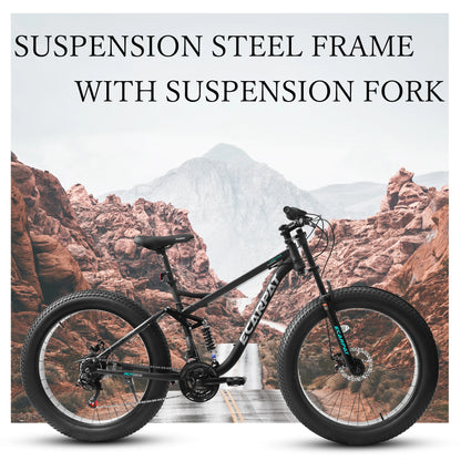 26 inch Mountain Bike,  21 Speeds, Drivetrain with Disc-Brake , 26*4" Fat tire Bike for Men or Women.