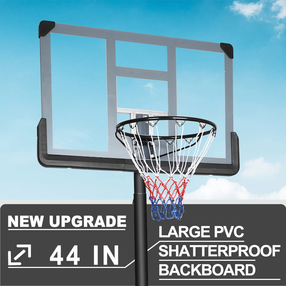 Portable Basketball Hoop Backboard System Stand6.6ft-10ft with 44 Inch Wheels for whole family