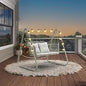 2-Seat Cloud Swing Chair with Stand, Patio Wicker Bench Glider Loveseat Hanging Swing