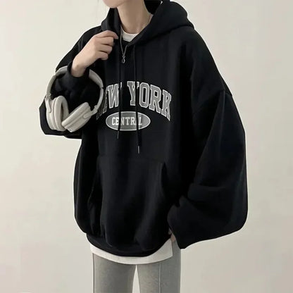 Letter Printed Hooded Sweatshirts Women Oversized Loose fit
