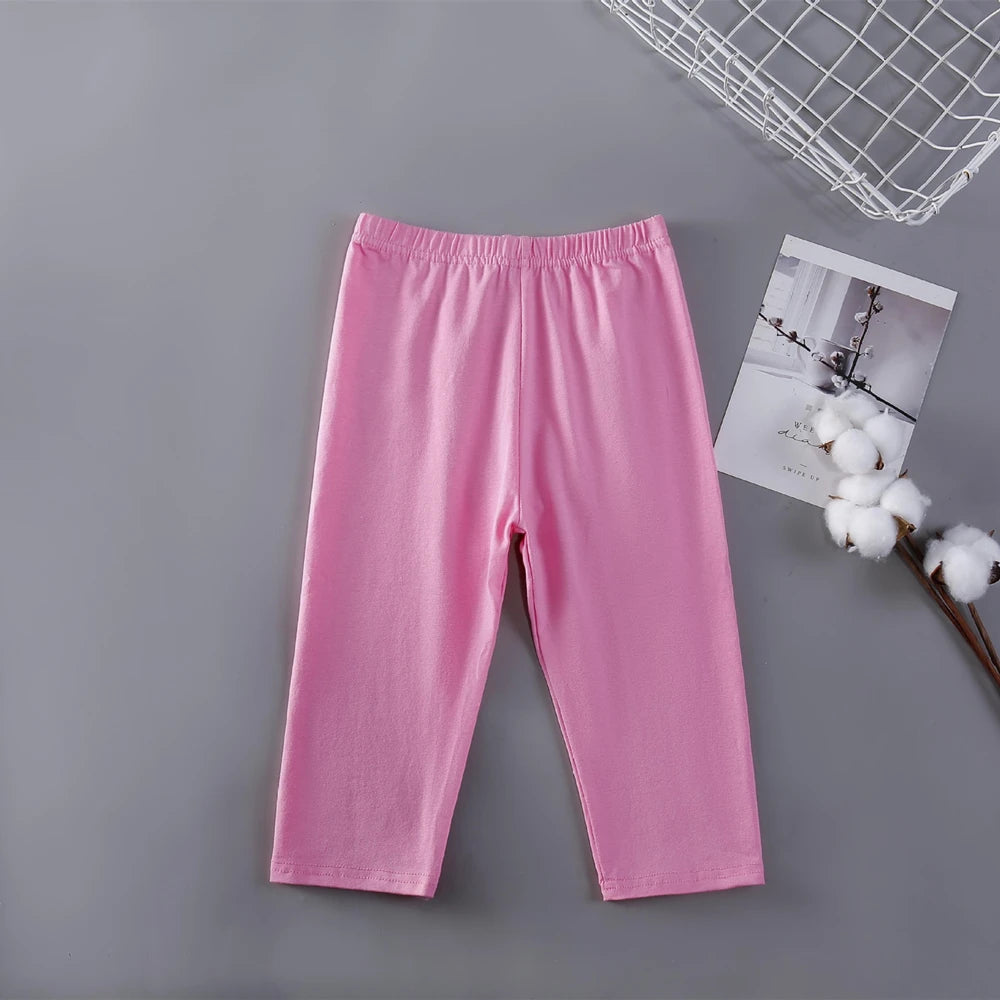 Candy Color Leggings Girls, Calf-Length Cotton Slim pants