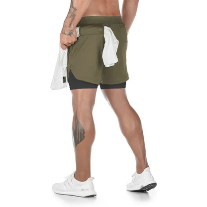 Men's Running Shorts Gym Sports Shorts 2 In 1 Quick Dry Workout Training Gym Fitness Jogging Shorts
