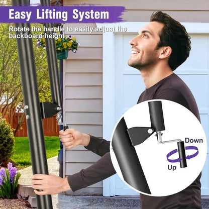 Basketball Hoop 10FT Adjustable Easily, Basketball Goal System for Kids Teens Youth Adults, Portable Hoops