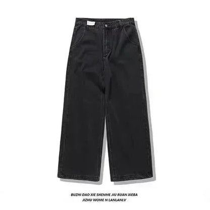 Multi Pocket  Jeans Women Casual Straight Wide-leg Pants Couple Jeans