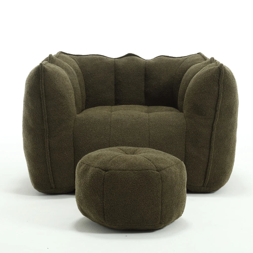 Soft Bean Bag Chair for living room and bedroom, comfortable Square Lazy Sofa with Footstool
