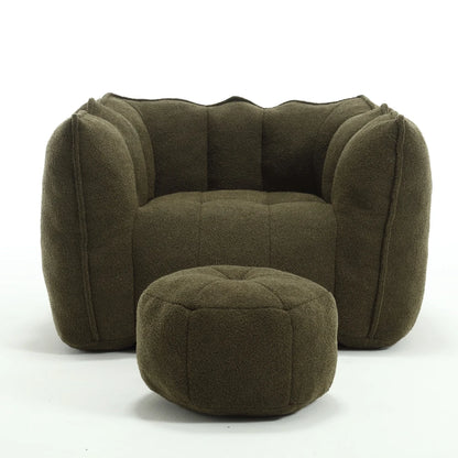 Soft Bean Bag Chair for living room and bedroom, comfortable Square Lazy Sofa with Footstool