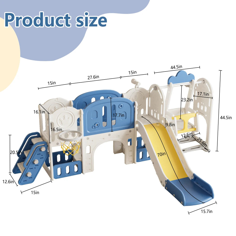 Kids Slide for Toddlers Age 1-4, 11in 1 Baby Slide Outdoor Indoor Playground with Basketball Hoop