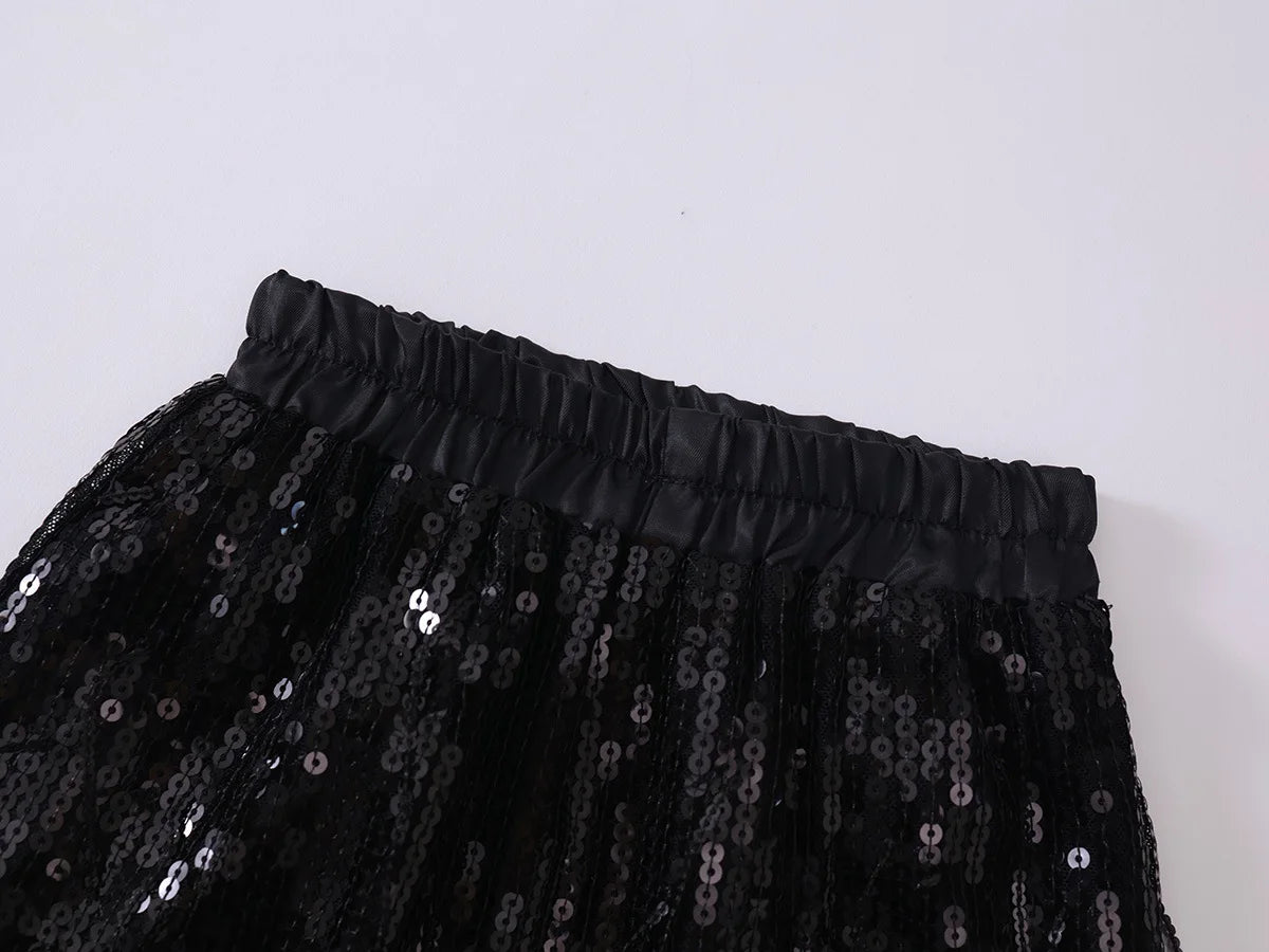 Girls' Tassel Sequined Half Skirt  New Children's Light Luxury Fashionable A-line Skirt