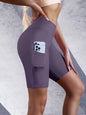 Side Pockets Solid Color Women Yoga Shorts Jogging, Running, Fitness Sportswear High-waist Shorts
