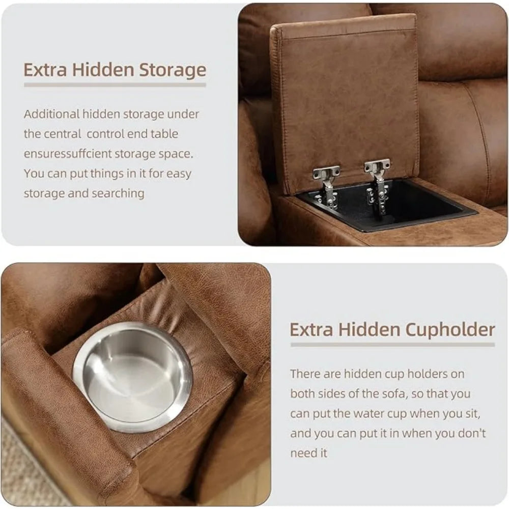 Recliner, Sectional Sofa with Console & Dual Recliner, 6 Seats Recliner Sofa , Sectional Couch