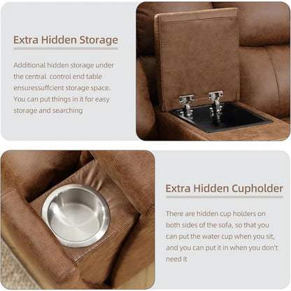 Recliner, Sectional Sofa with Console & Dual Recliner, 6 Seats Recliner Sofa , Sectional Couch