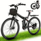 26" Folding Electric Bike for Adults, with 500W Motor,48V 20MPH Removable Battery