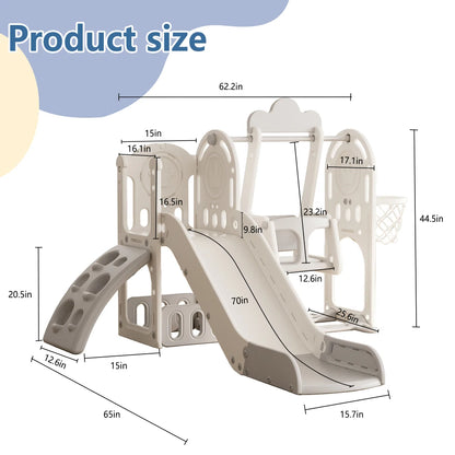 Kids Slide for Toddlers Age 1-4, 11in 1 Baby Slide Outdoor Indoor Playground with Basketball Hoop