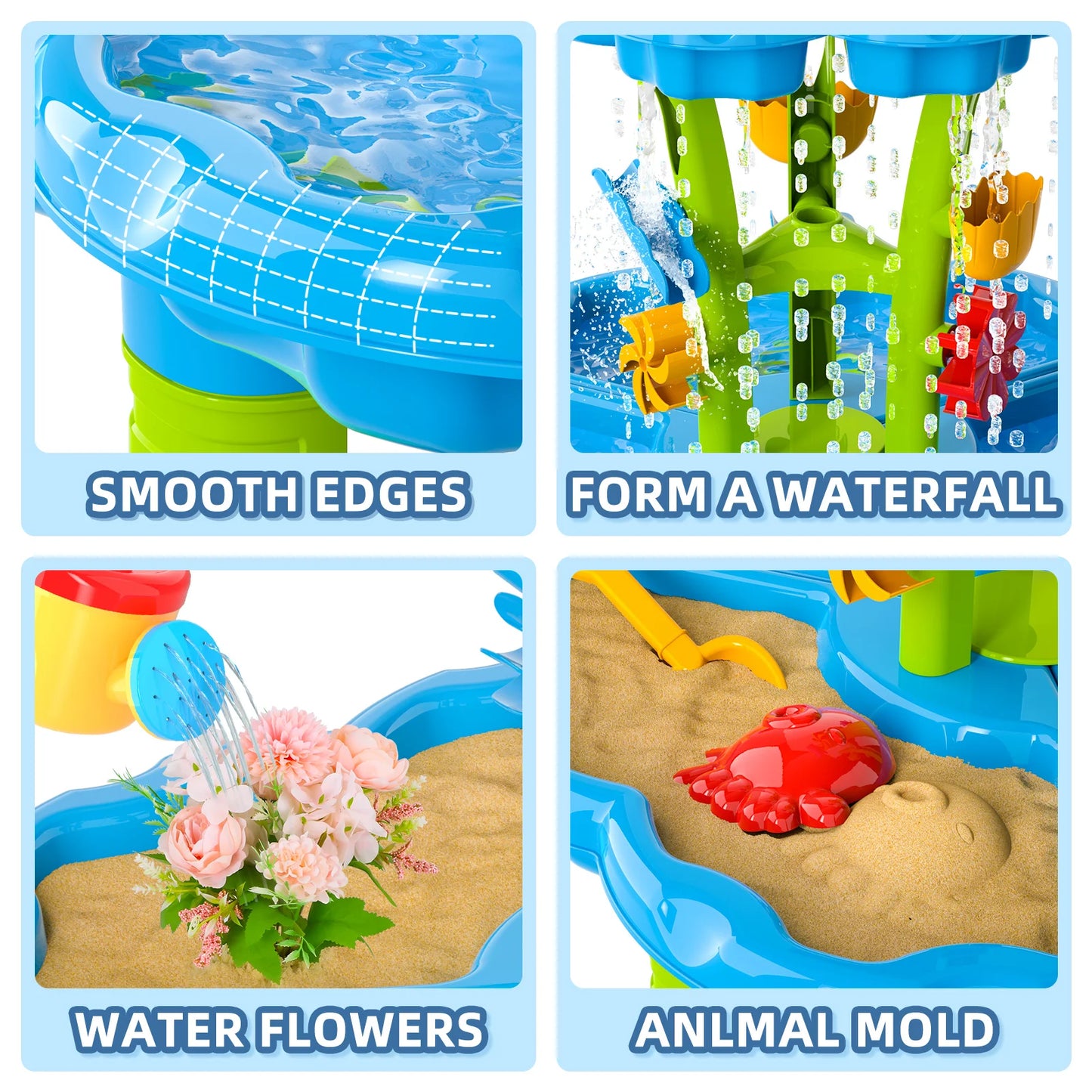 Kids Splash Sand & water table, Splash Tower, Water Table For Kids Beach 4 In1 Table