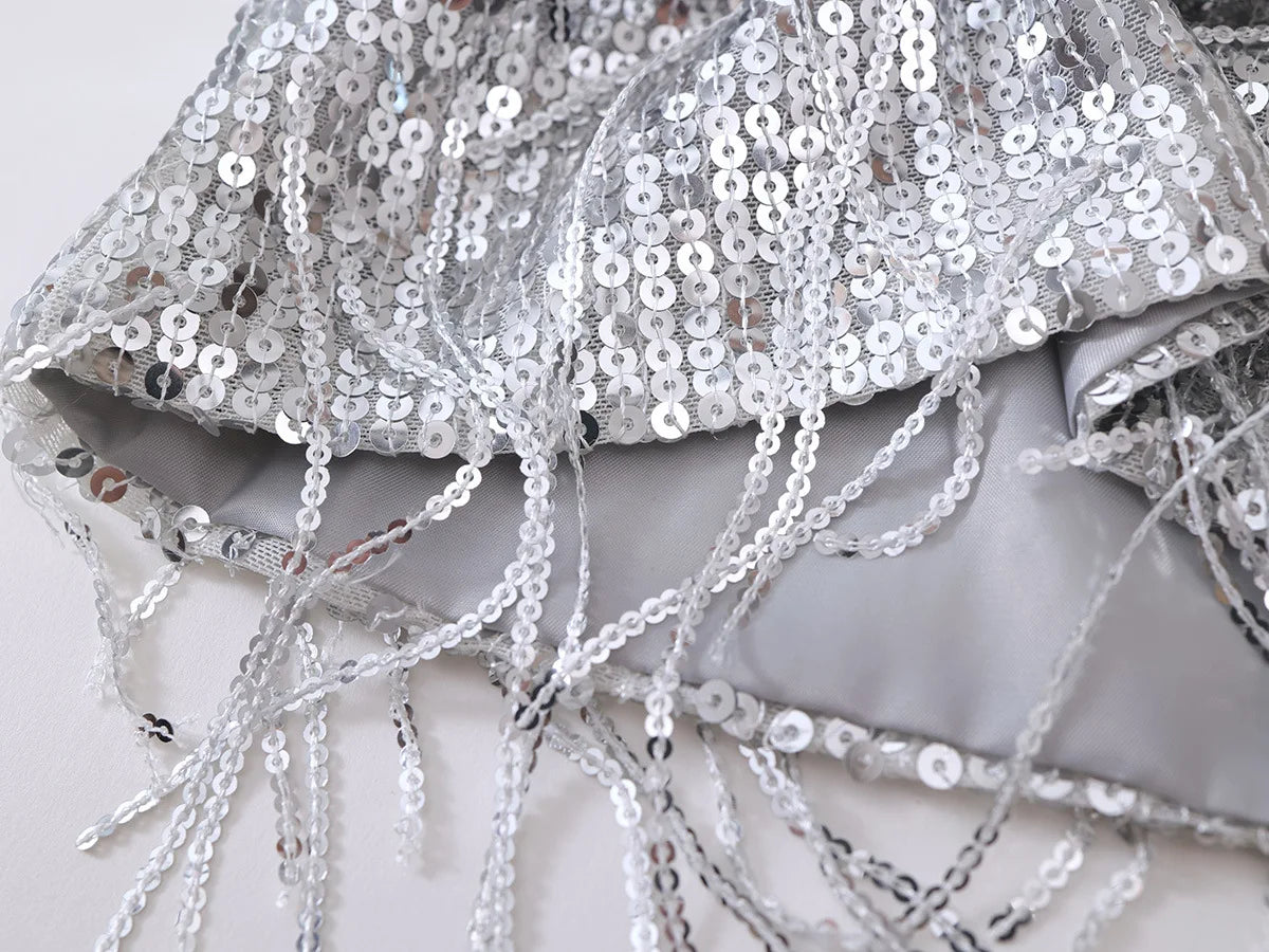 Girls' Tassel Sequined Half Skirt  New Children's Light Luxury Fashionable A-line Skirt