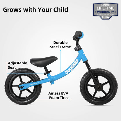 12 Inch Balance Bike for 18months, 2-5 Years Old Boys and Girls, with Adjustable Handlebars